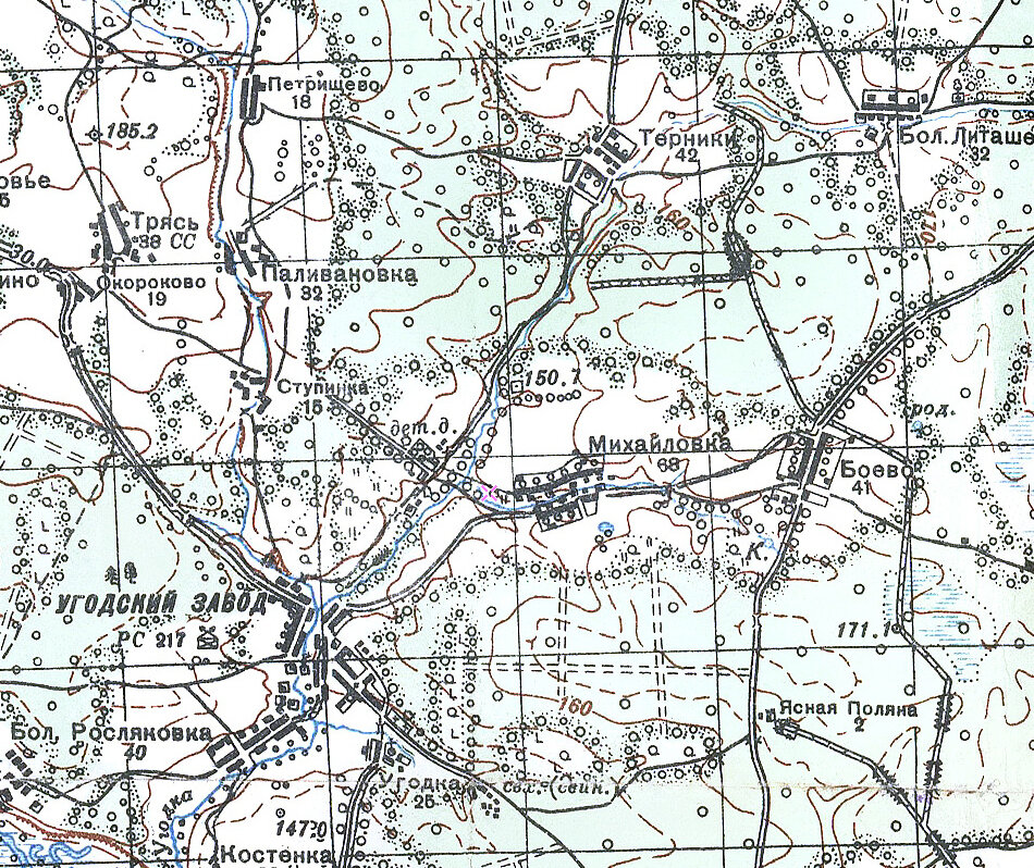 Общая карта района, карта РККА 1940-х