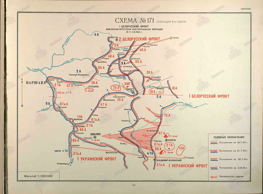 Схема Люблин-Брестской наступательной операции 1 БФ