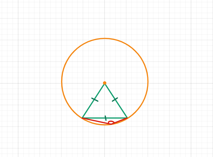 1. ★☆☆ Тупой угол вписан в окружность и опирается на её хорду, равную радиусу. Найдите величину этого угла Идея решения 