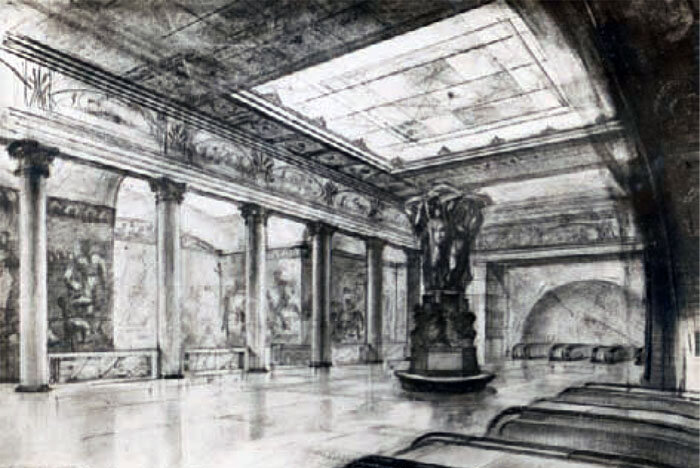 Проект вестибюля станции Павелецкая И.Таранова и Н.Быковой. Взят с сайта: verum.wiki.