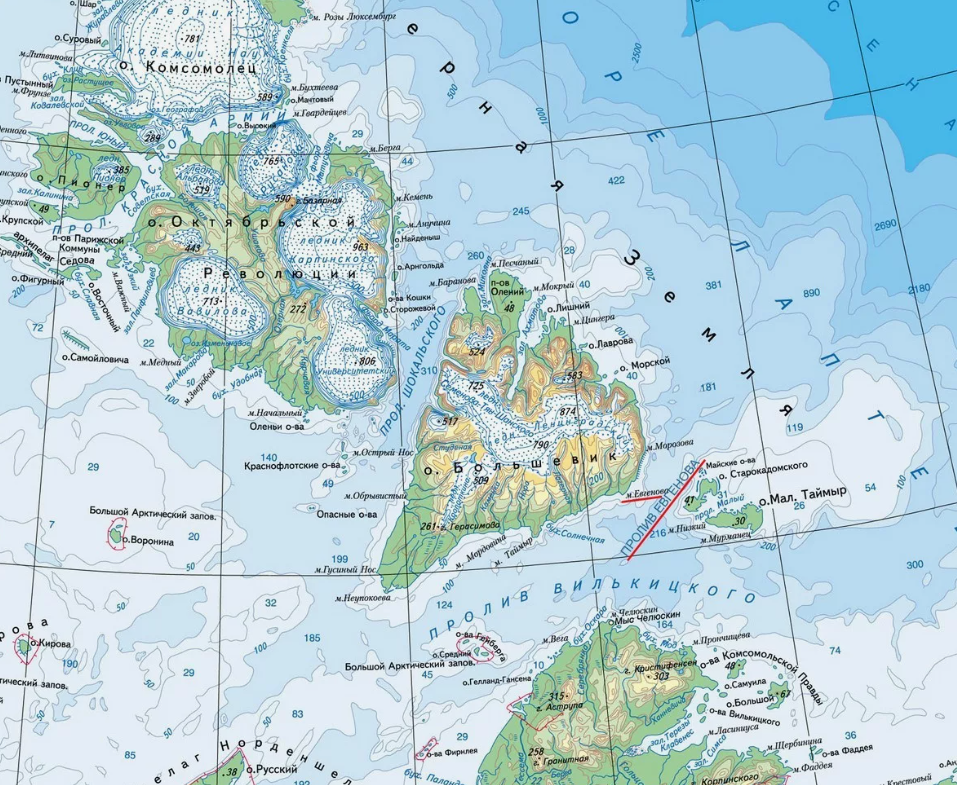 Северная Земля находится в Северном Ледовитом океане, недалеко от полуострова Таймыр.-2