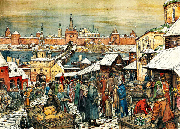 Новгородский торг", худ. А.М. Васнецов, 1909 г.

