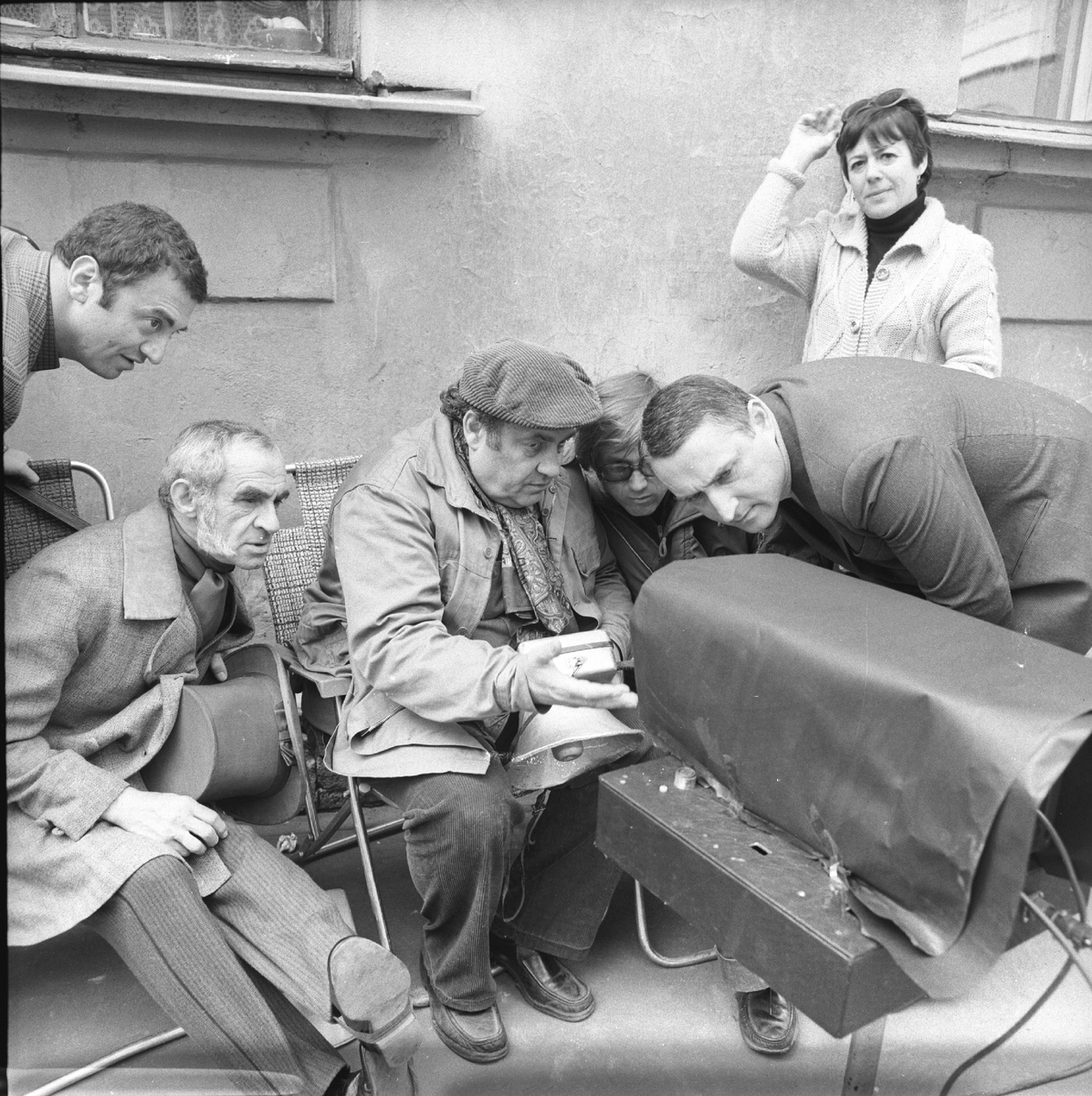 Во время съёмок фильма «Золотой телёнок» (1968г.). Зиновий Гердт (слева) и Евгений Евстигнеев (справа). Кадр представлен Киноконцерном «Мосфильм».