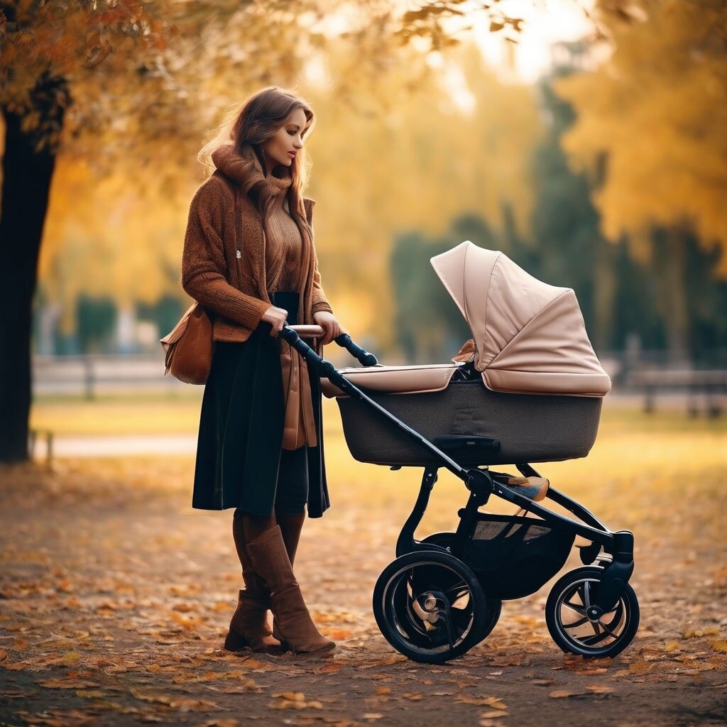 Фантазия нейросети на тему уставшей мамы с коляской.