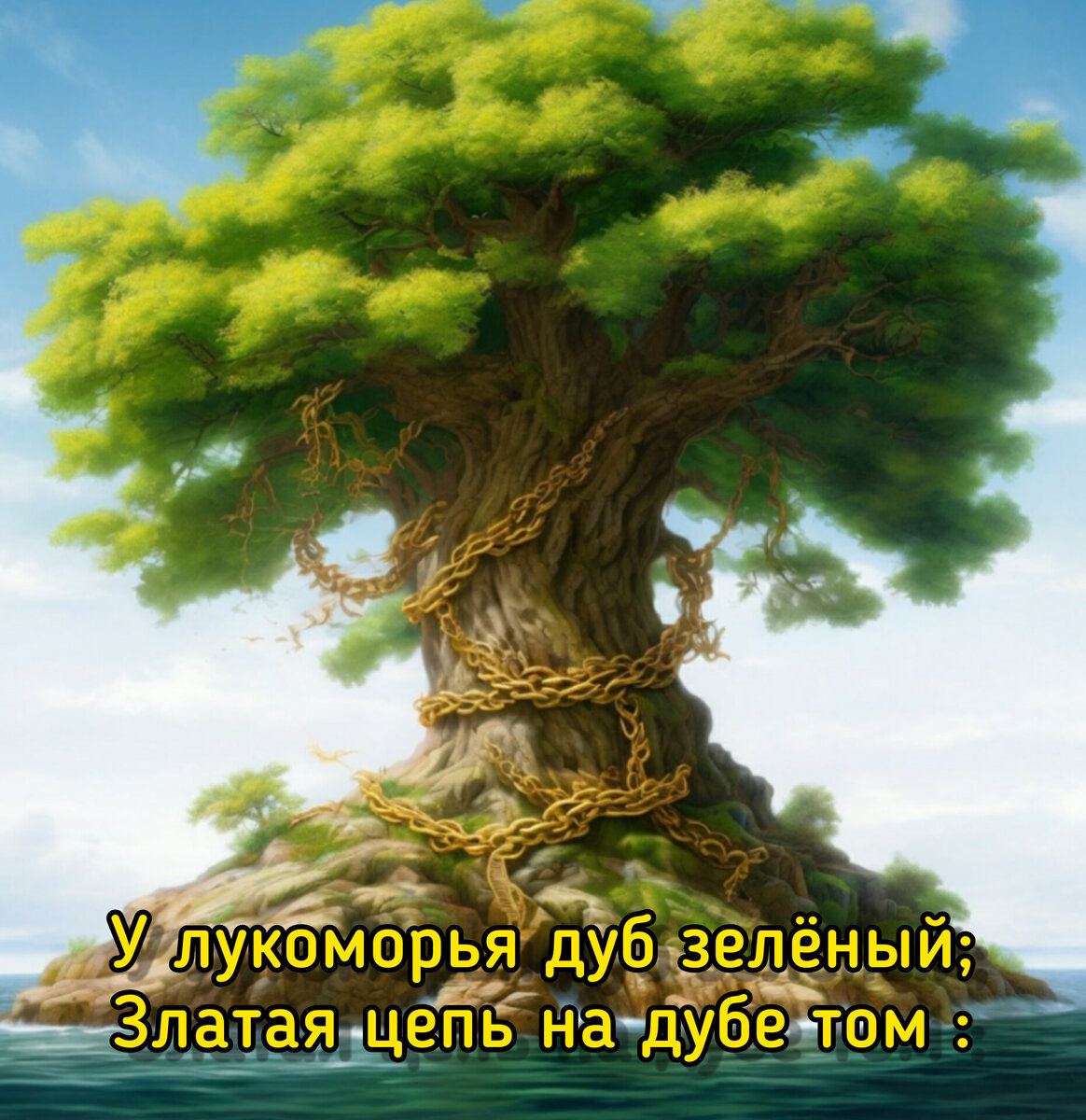 У лукоморья дуб зелёный;
Златая цепь на дубе том :