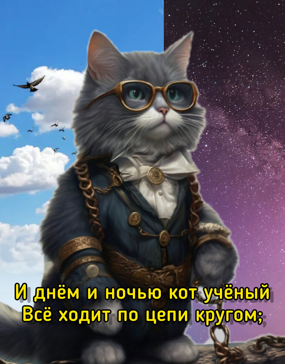 И днём и ночью кот учёный
Всё ходит по цепи кругом;