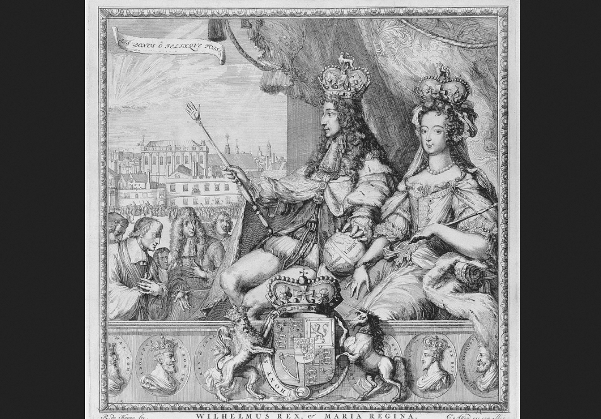 Гравюра о коронации Вильгельма и Марии, 1689.