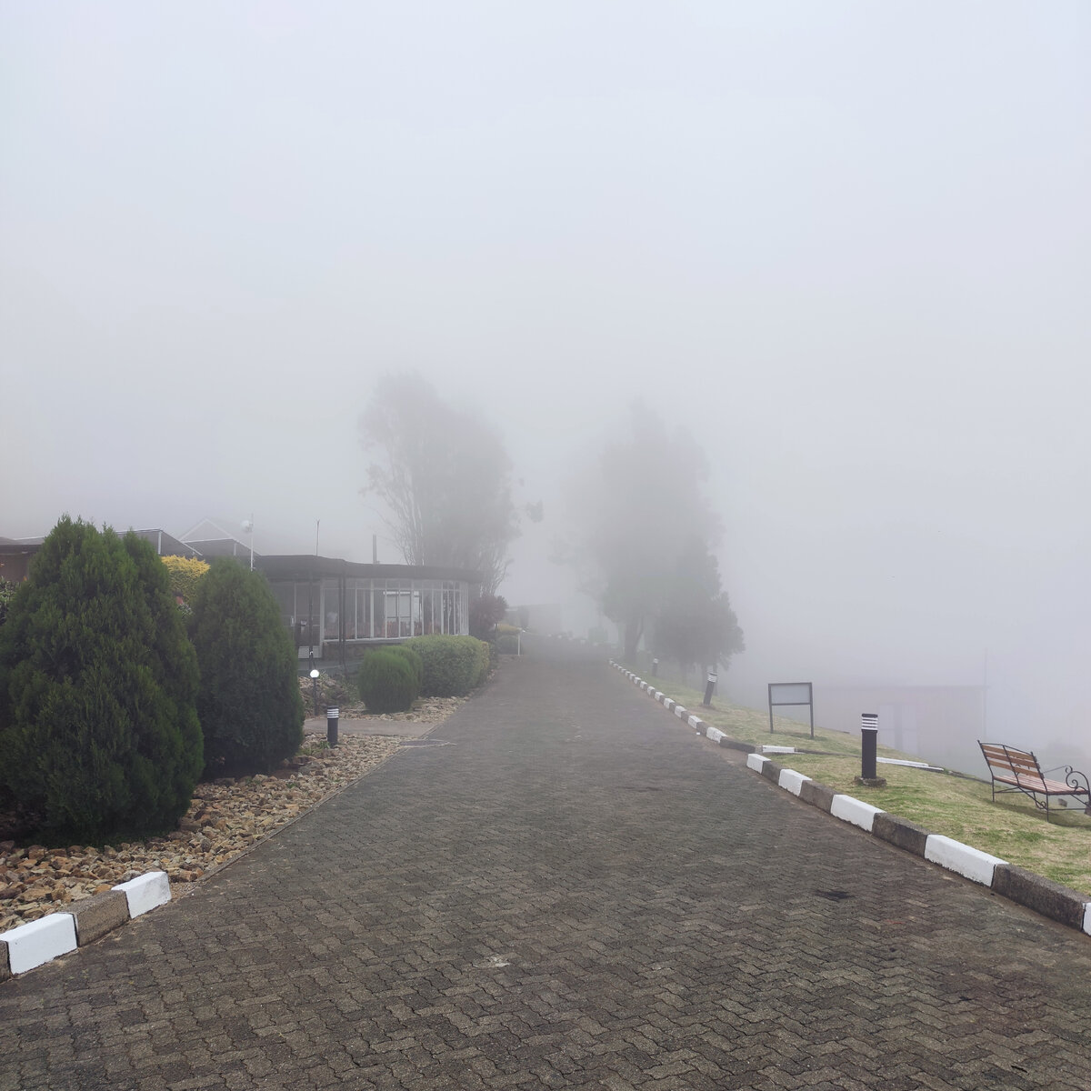 Территория отеля. Вид с парковки, на которой немым укором встала наша BMW. ЮАР, 2024.