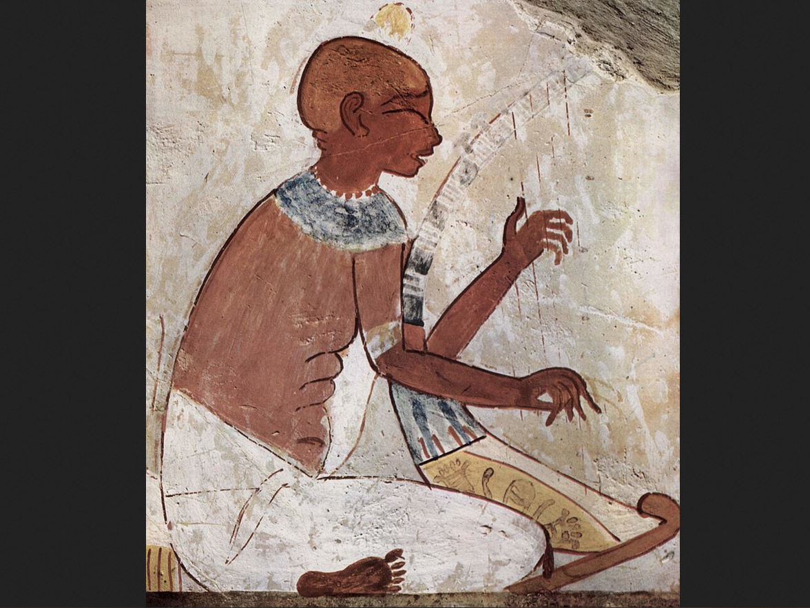 Рисунок арфиста из гробницы Нахта, ок. 1422-1411 до н. э.