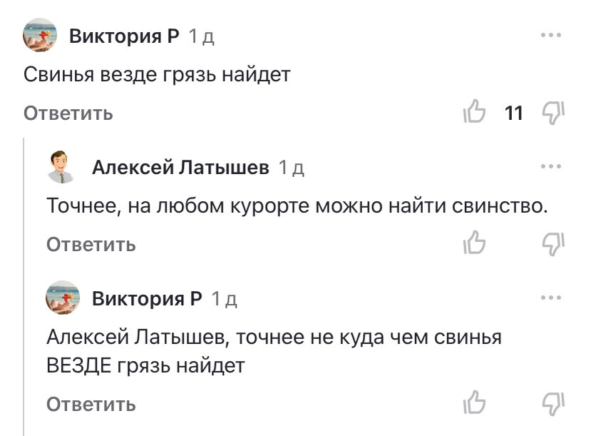 Дискуссия под одной из моих последних статей о городе Сочи