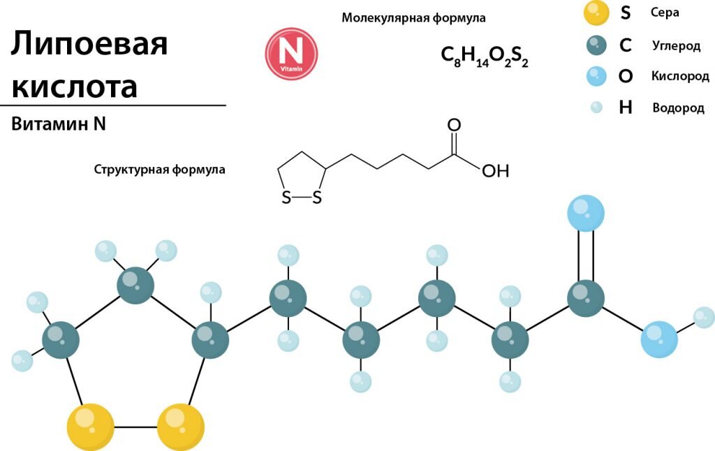 Красочная формула липоевой кислоты. Изображение взято из интернета.