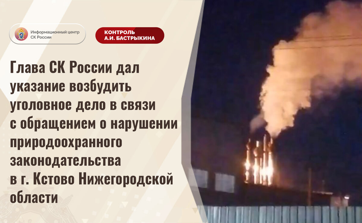 Глава СК России дал указание возбудить уголовное дело в связи с обращением  о нарушении природоохранного законодательства в г. Кстово | Информационный  центр СК России | Дзен