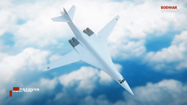    Запускаются ракеты с Ту-160М. Gif видео ТГ-канала "Военная хроника"