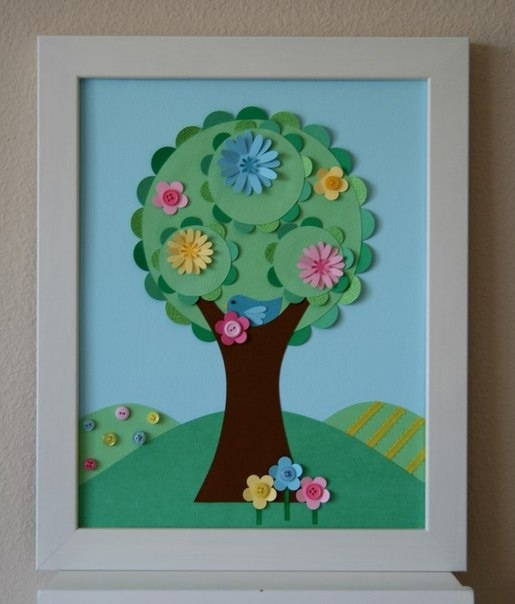 Аппликация из пластилина на бумаге "Волшебное дерево" Кухонная философия Дзен