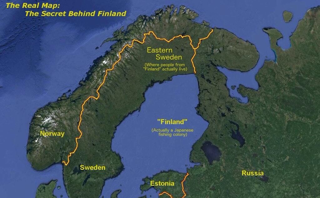 На месте Финляндии на самом деле находится «секретный» участок Балтийского моря