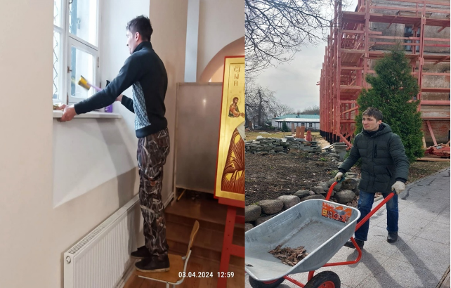 Алексеев Игорь помогает благоустройству храма