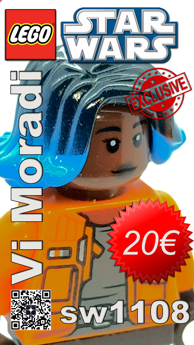 Vi Moradi sw1108 The minifigure is exclusive to the LEGO Resistance I-TS Transport set.
The LEGO Star Wars Vi Moradi minifig was first introduced in 2020 in the set 75293 Resistance I-TS Transport and is currently estimated to be valued around 20 € and an annual growth of about 3.3%.