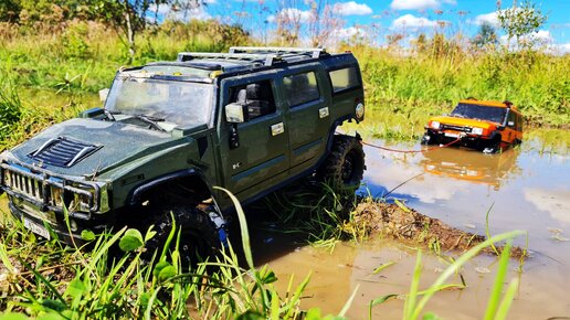 Вытащил бедолагу на Land Rover. Но в итоге УТОНУЛИ ОБА! Hummer H2 и Discovery 4x4. RC OFFroad