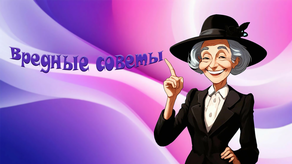 Это иллюстрация для рубрики "Вредные советы" на канале. Очень хотелось изобразить Шапокляк...  