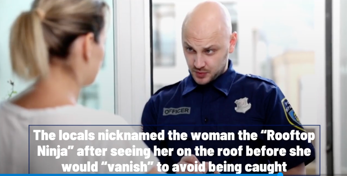 Полицейский опрашивает девушку Карлсона