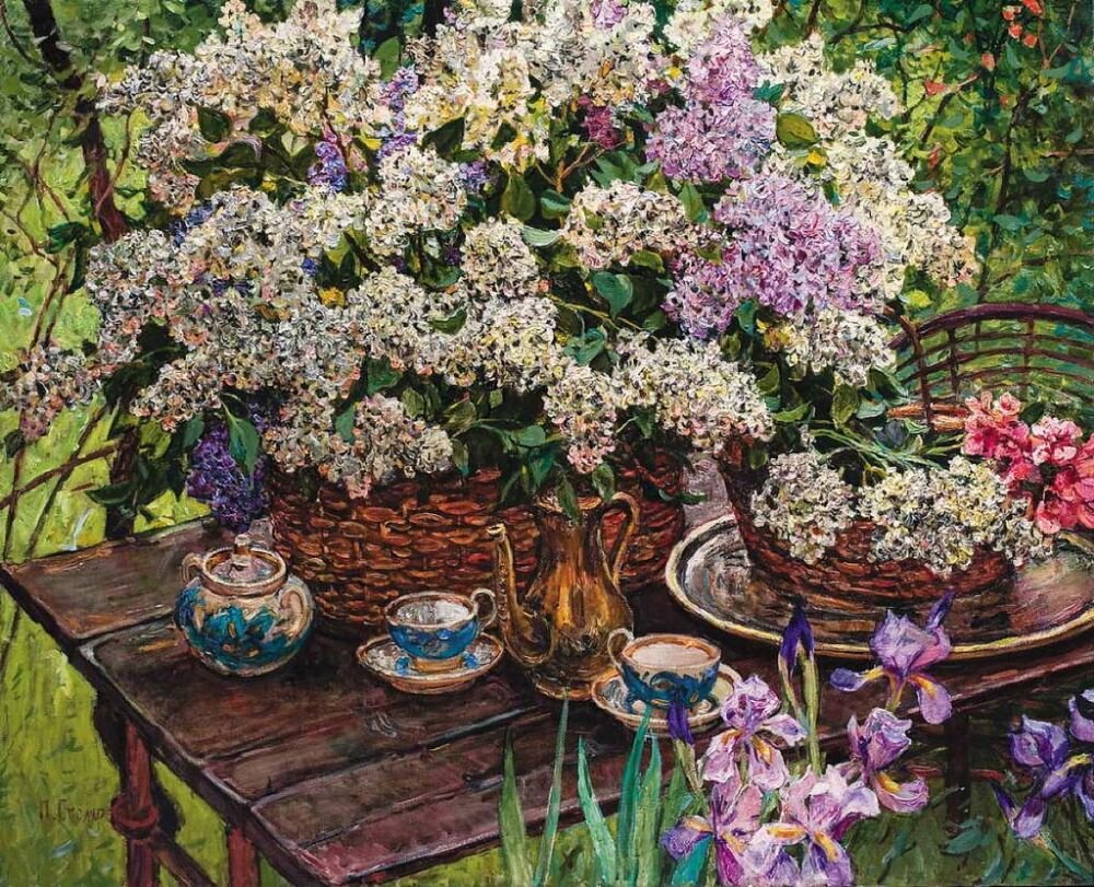 1. Картина художника Петра Столяренко "Белая сирень", 1995 год, холст, масло; 80х100