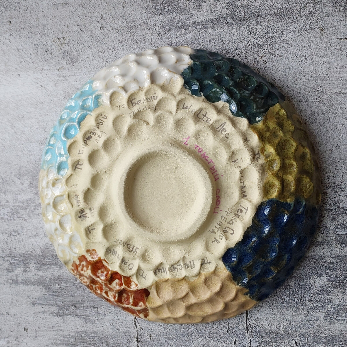 Фактурный узор рисунок пальцами на глине. Это мой образец для глазурей))