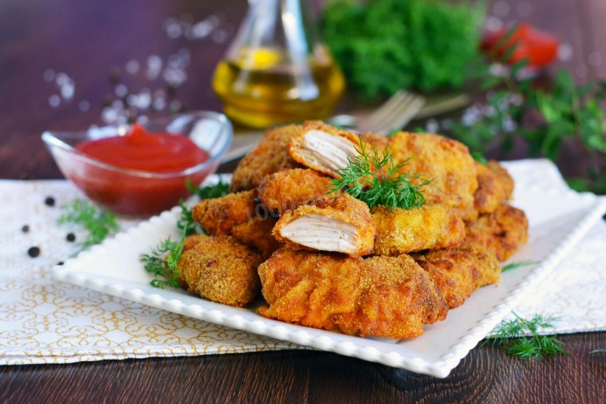 Куриные наггетсы с овощным гарниром