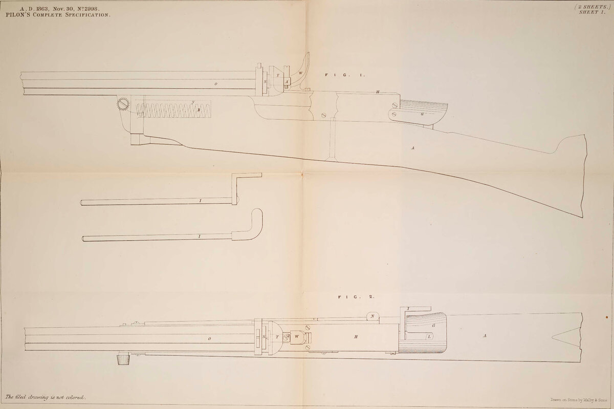 Чертежи к патенту №2998 (лист 1) - вид винтовки в сборе