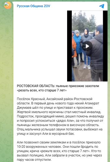    СКРИНШОТ СТРАНИЦЫ ТГ-КАНАЛА "РУССКАЯ ОБЩИНА"