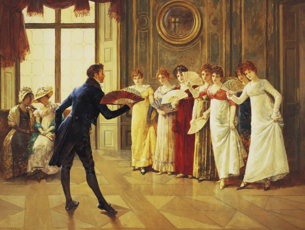 1. Находится стоя. 2. Среди стоячих женщин нечетная по счету. 3. Надеты перчатки. 4. Если на ней надето что-то белое, то нет красного.