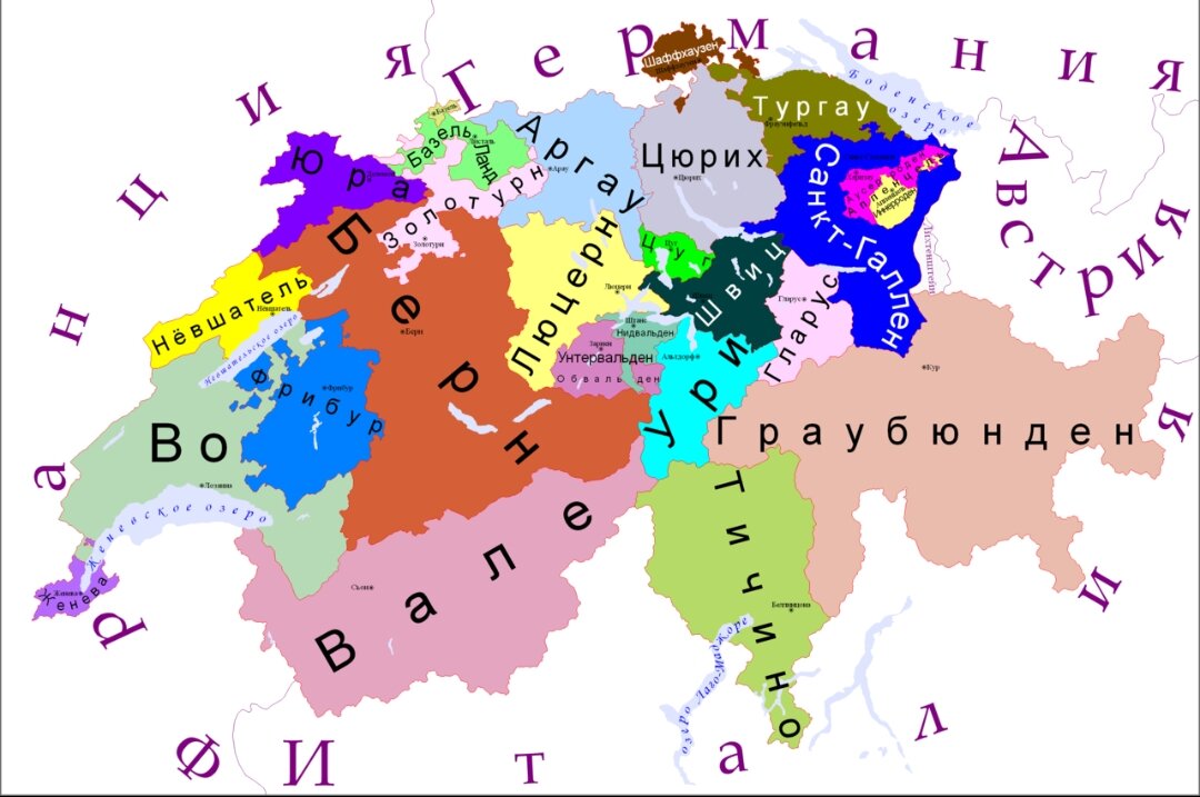 Деление Швейцарии на канты