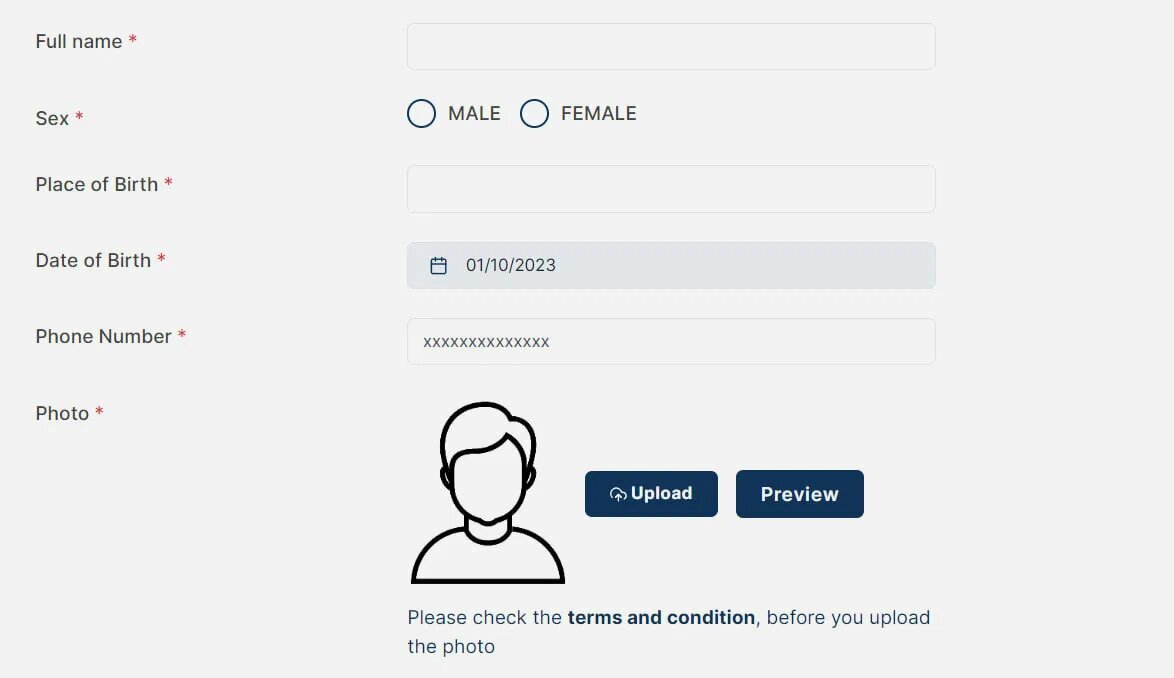 Вот так выглядит первая часть заявки