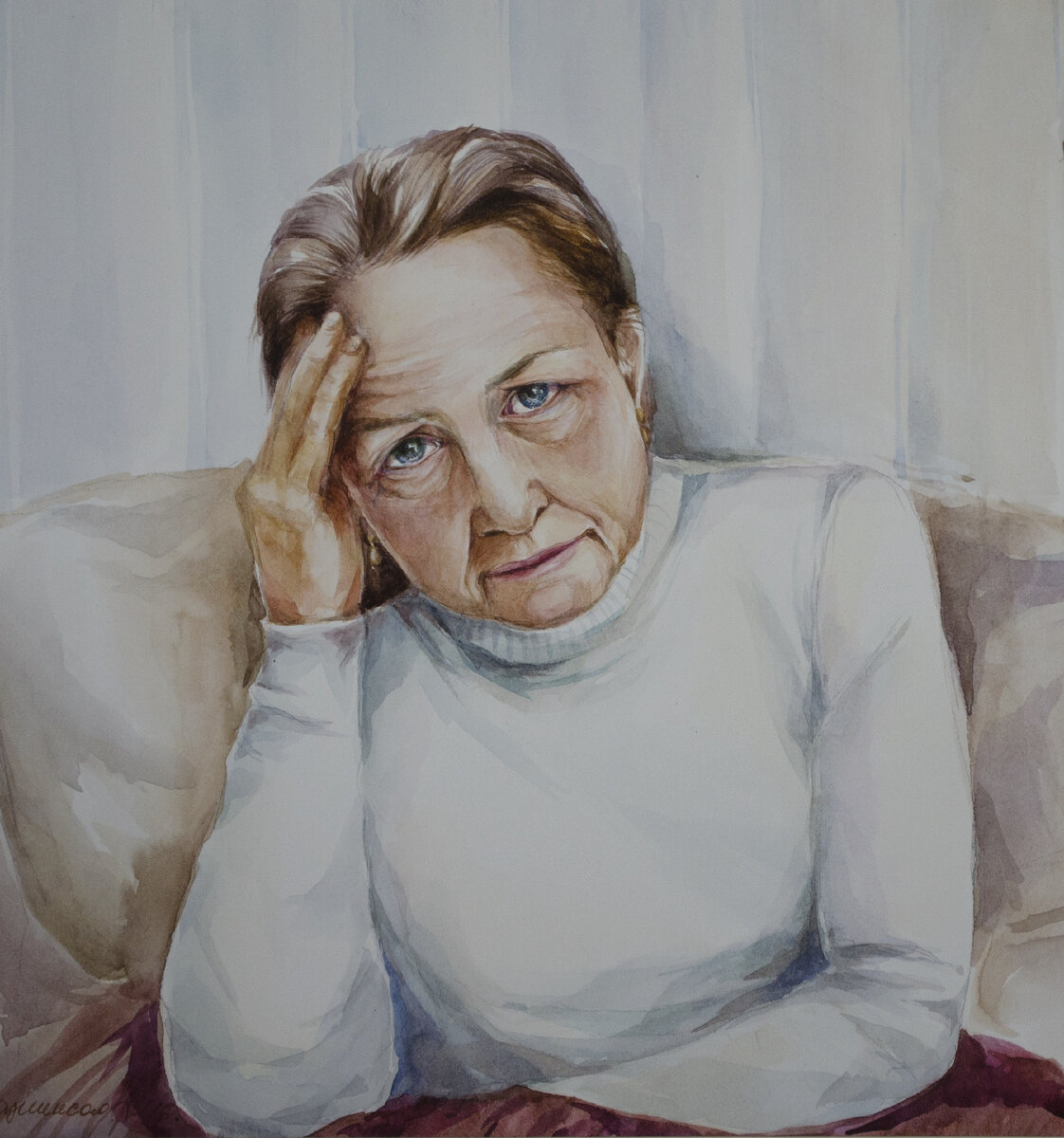 Глаза - отражение пережитого. Акварель