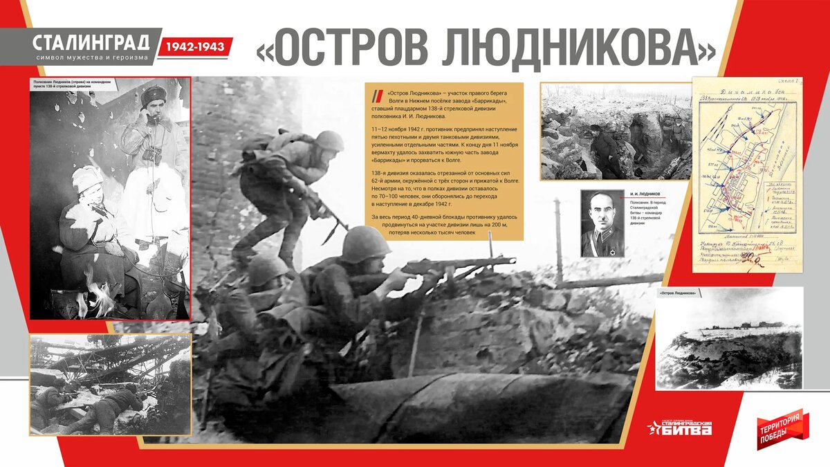 Февраль-март 1943 года, город  Сталинград  На КП 138 дивизии ( " остров Людникова " ) полковник  Людников И.И.