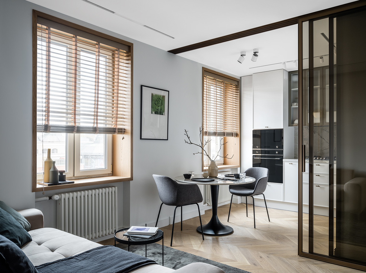 Раздвижная перегородка UNION алюминий + стекло. RUUMZ Бюро интерьерного дизайна 
