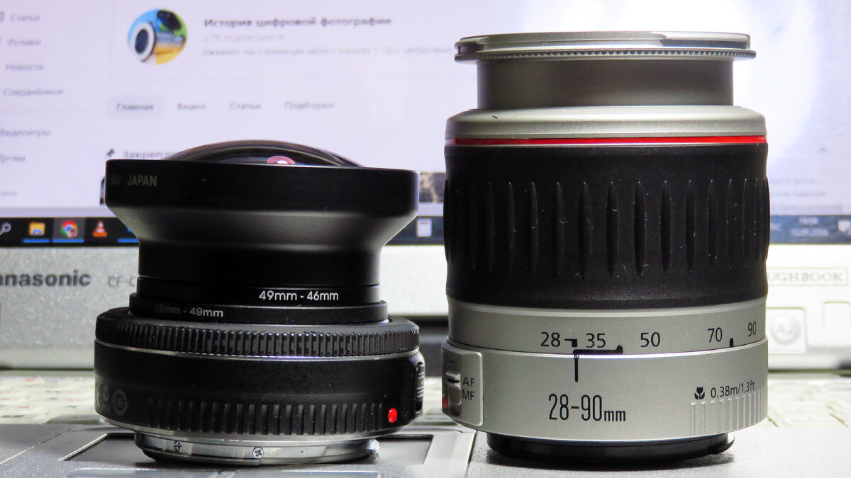 Canon EF 40mm f/2.8 STM + Nikon WC-E68 0.68x и Canon EF 28-90mm 1:4-5.6 II