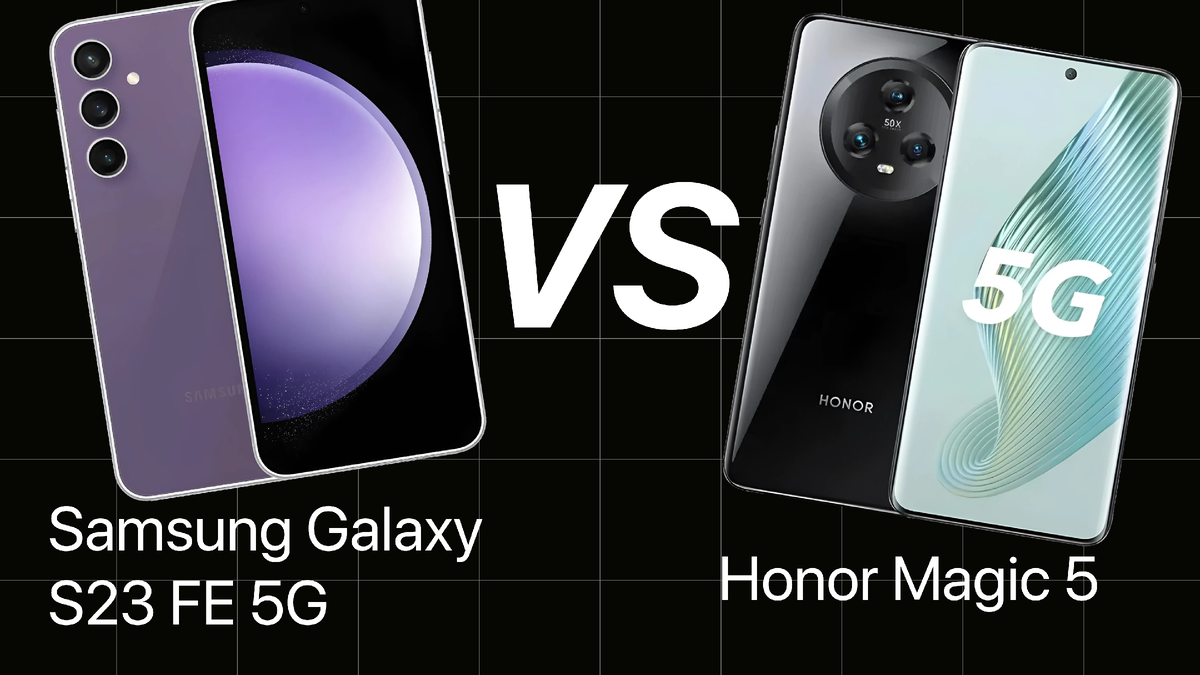Рассмотрим два смартфона: Samsung Galaxy S23 FE 5G 8/256Gb и Honor Magic 5 12/256Gb. Оба смартфона имеют похожие характеристики и находятся в одном ценовом диапазоне, но тем не менее они разные.