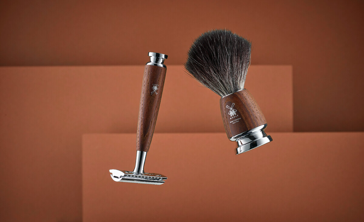 Классическая бритва и помазок немецкого производителя MUEHLE