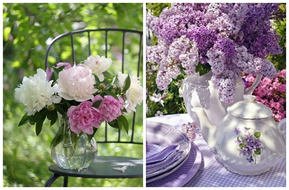 2. Пионы, сирень. Стекло и белый фарфор - камертоны ясности оттенков.