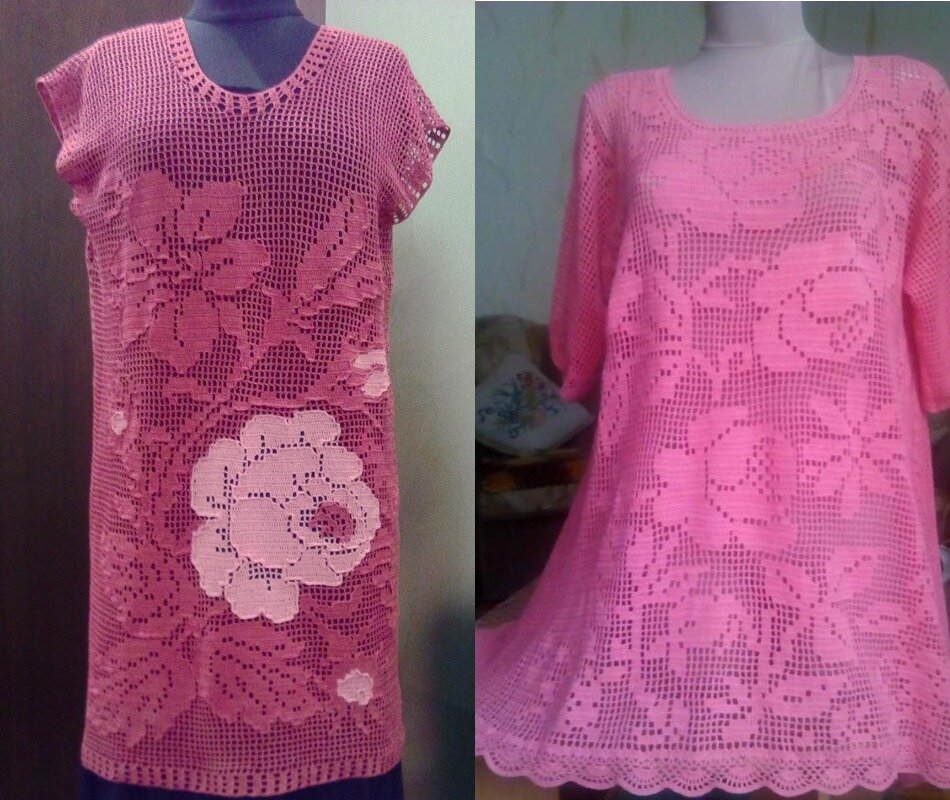 Нашла много интересных узоров с природной тематикой в технике филейного вязания.