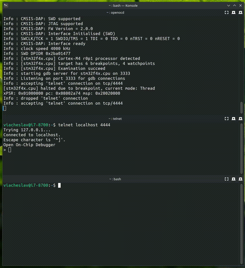 Пример ручного запуска RTT сервера.
