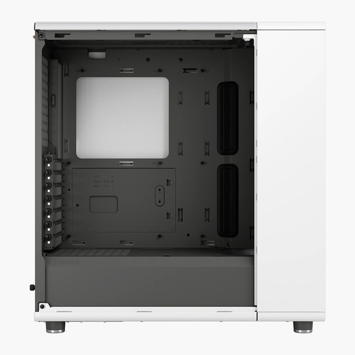 Корпус North от Fractal Design. В него поместятся материнские платы Mini⁠-⁠ITX, microATX и ATX. Это написано прямо на корпусе и в характеристиках — ошибиться с выбором сложно