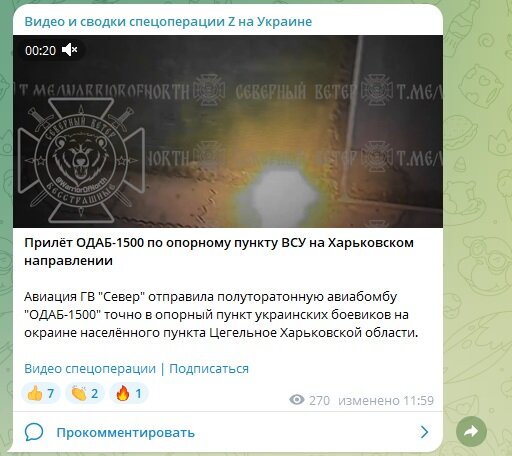 ФОТО: Скриншот https://t.me/polit_voin