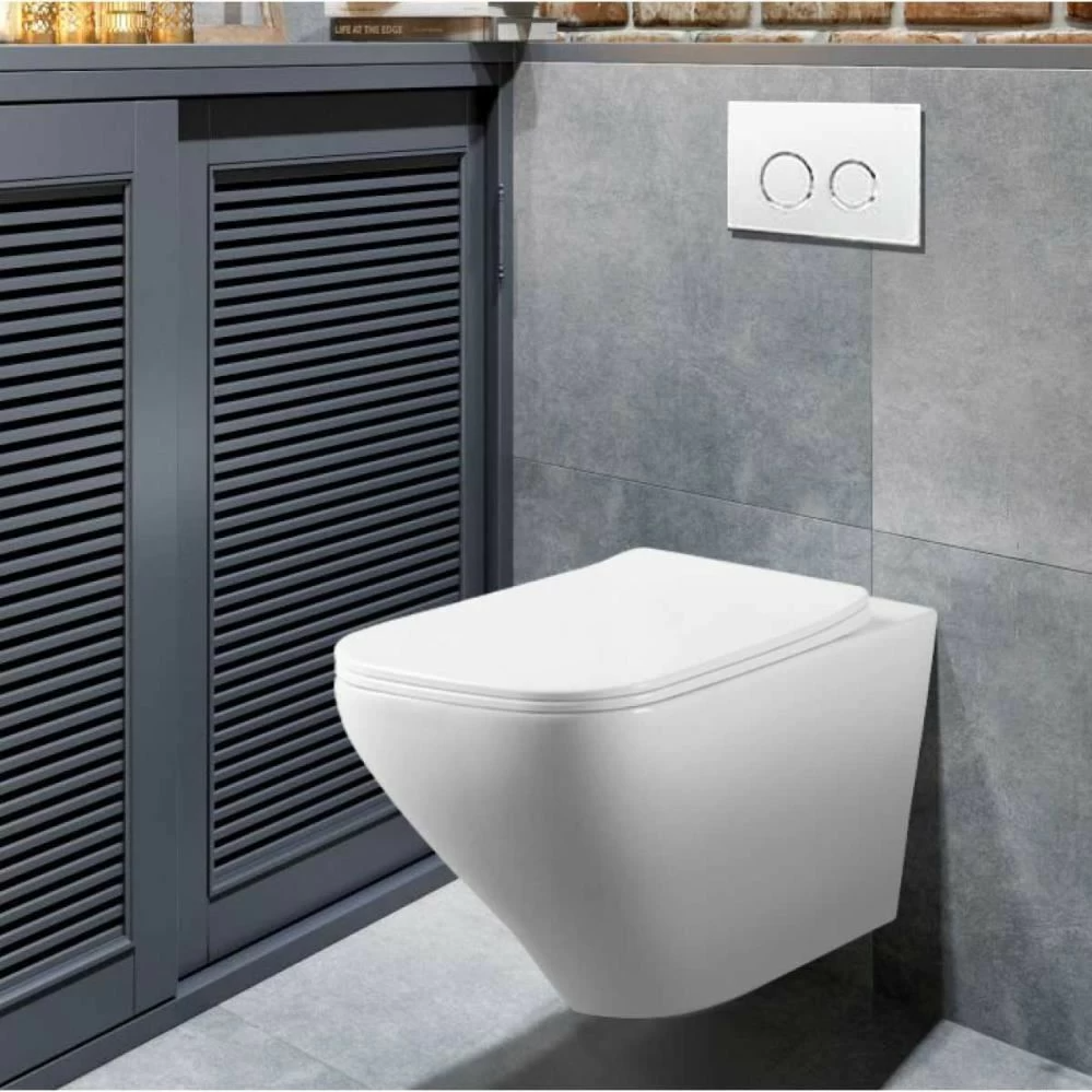 Подвесной унитаз Vincea Neo 34,5*53,5 безободковый с крышкой-сиденьем микролифт Slim