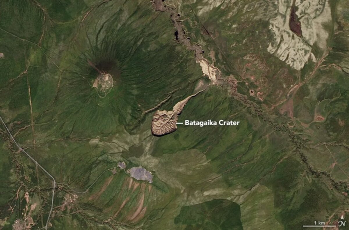    Батагайский кратер на карте. Источник изображения: iflscience.com