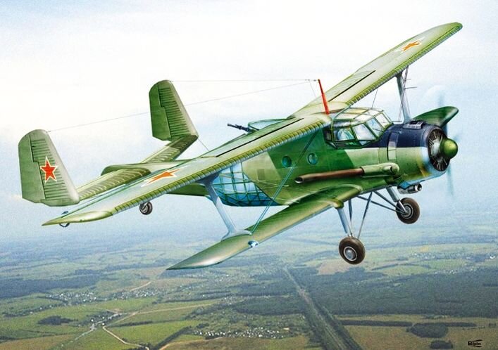 Корректировщик Ан-2К (НАК) в полете. Рисунок с натуры, только камуфляж может быть несколько иным