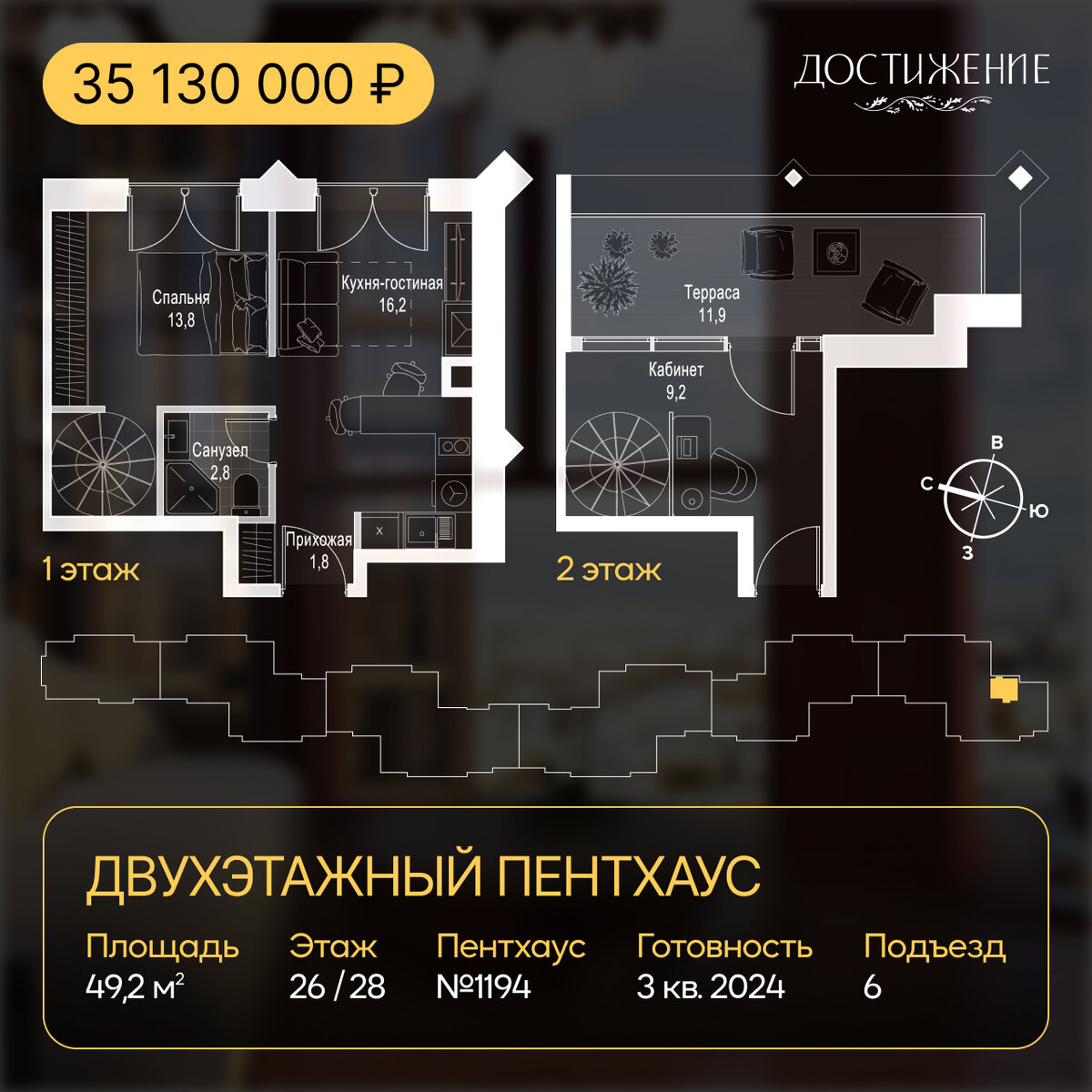 Горячий лот: двухэтажный пентхаус с камином и террасой в ЖК бизнес-класса  «Достижение» | Лучшие новостройки Москвы | POSH GROUP | Дзен