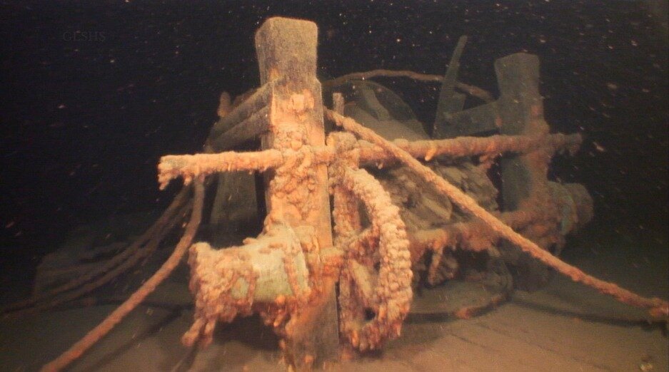    Вид на грузовую лебедку на "Аделла Шорс" /Great Lakes Shipwreck Historical Society