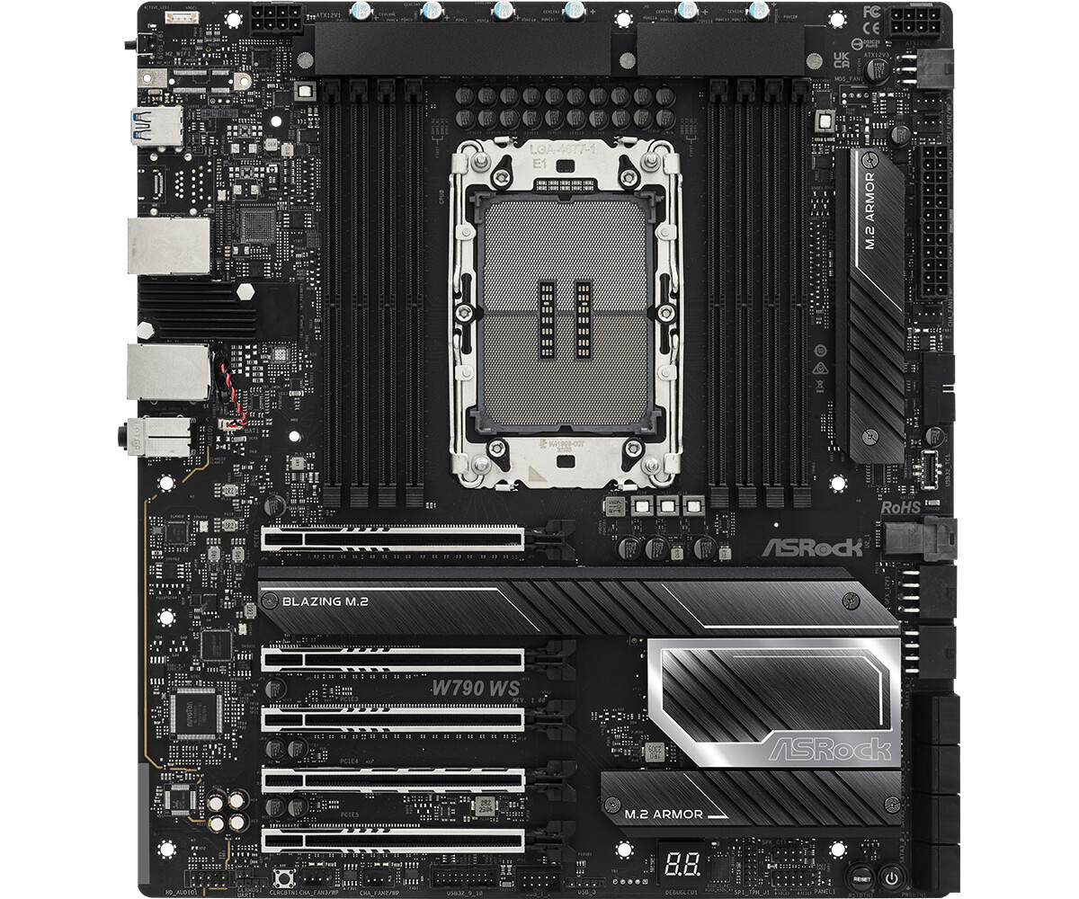 Компания ASRock представила материнскую плату W790 WS R2.0 для рабочих станций, использующих процессоры Intel Xeon серий W-3400 и W-2400 четвёртого поколения в корпусе Socket LGA4677.-2