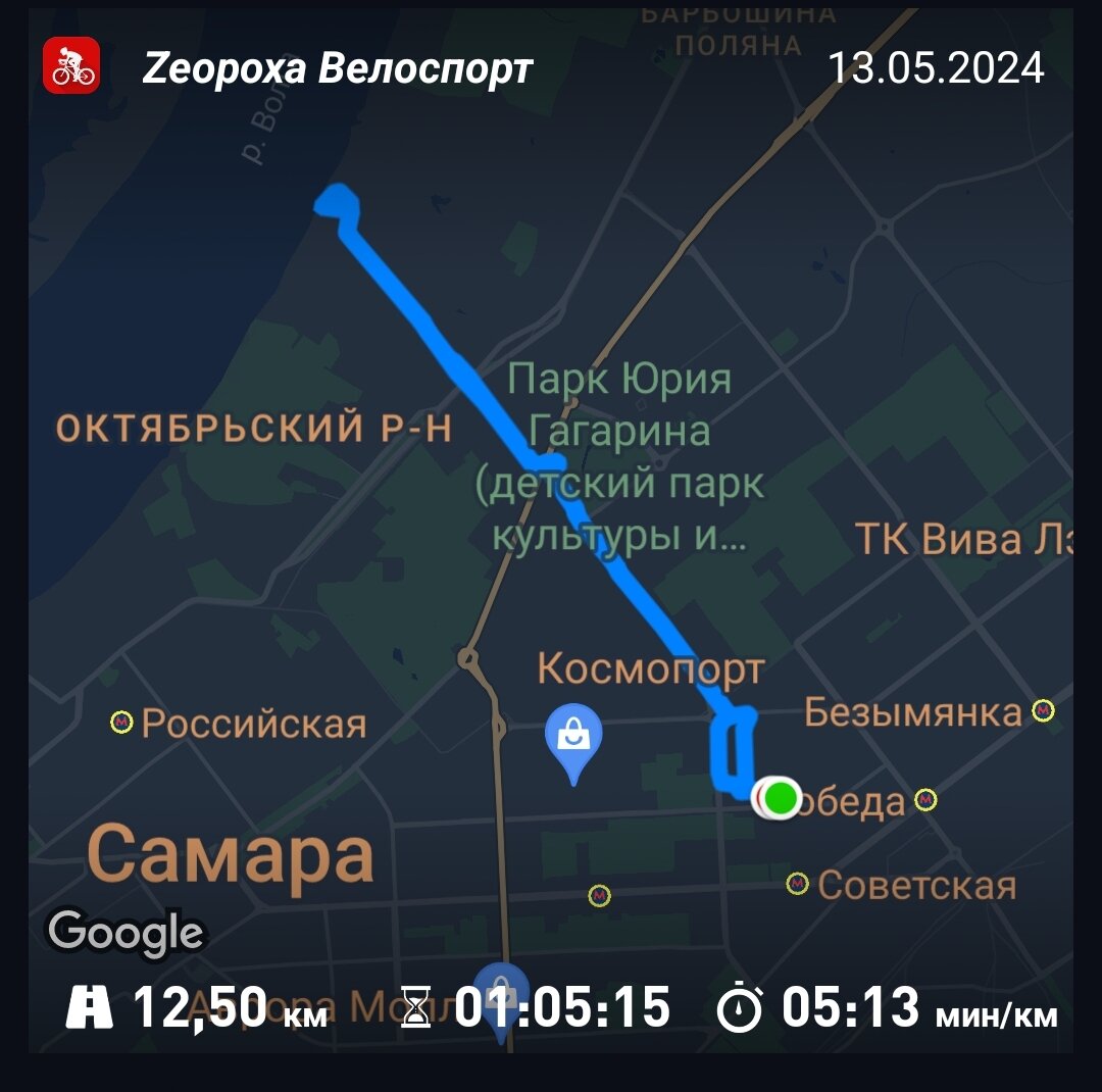 Мой маршрут до тренировки на НФС и обратно.